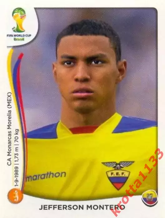 Наклейка #371 Jefferson Montero для альбома PANINI Чемпионат Мира 2014