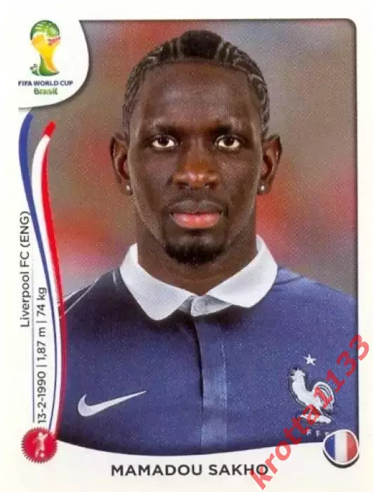 Наклейка #381 Mamadou Sakho для альбома PANINI Чемпионат Мира 2014