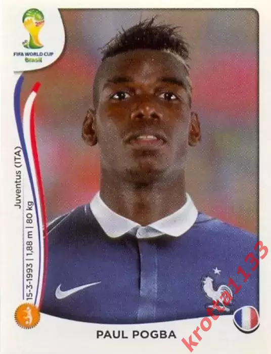 Наклейка #386 Paul Pogba для альбома PANINI Чемпионат Мира 2014