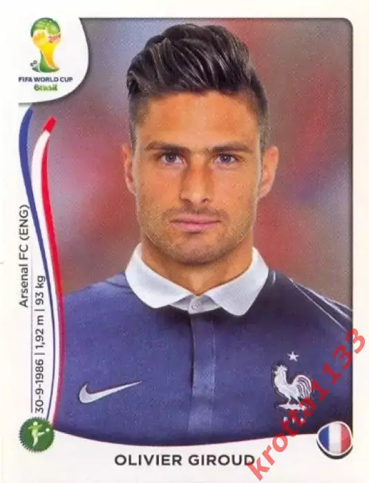 Наклейка #391 Olivier Giroud для альбома PANINI Чемпионат Мира 2014