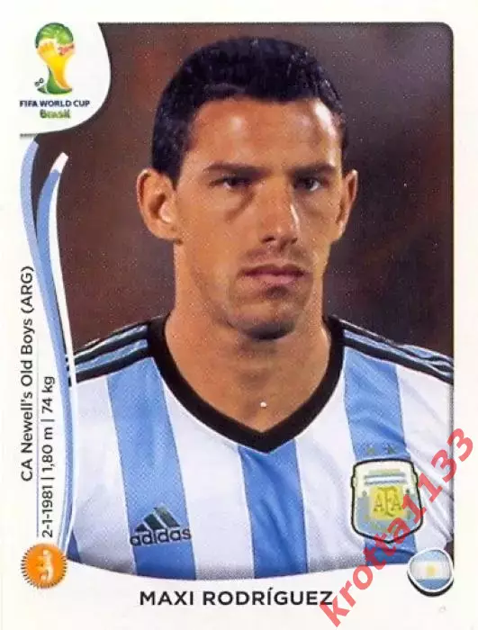 Наклейка #424 Maxi Rodriguez для альбома PANINI Чемпионат Мира 2014