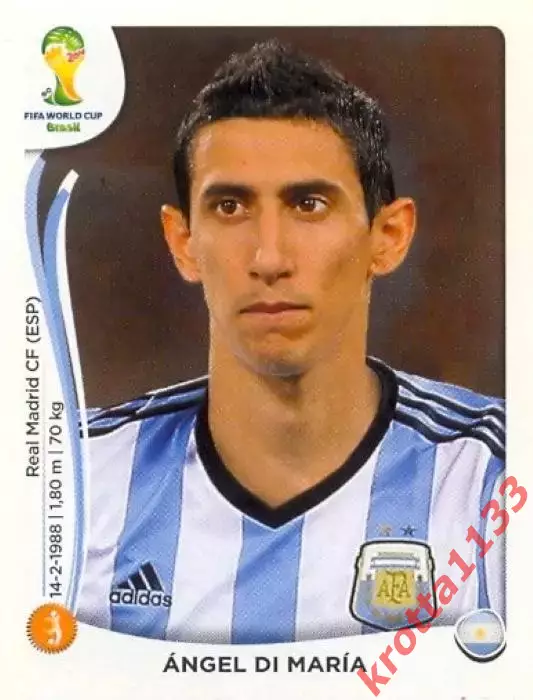Наклейка #425 Angel Di Maria для альбома PANINI Чемпионат Мира 2014