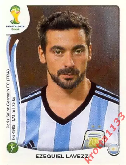 Наклейка #426 Ezequiel Lavezzi для альбома PANINI Чемпионат Мира 2014