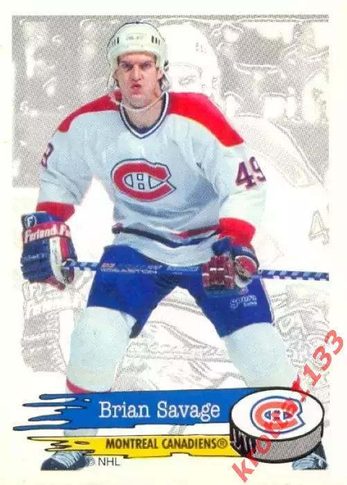 Наклейка #36 Brian Savage Montreal Canadiens для альбома PANINI NHL 1995-1996