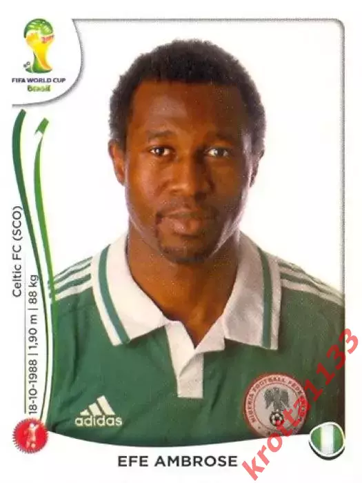 Наклейка #473 Efe Ambrose для альбома PANINI Чемпионат Мира 2014