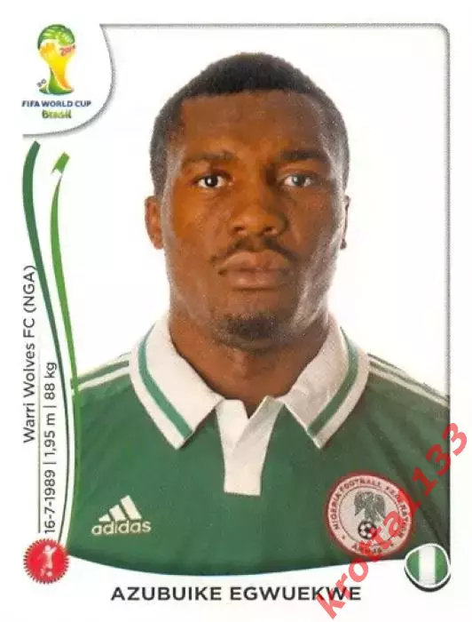 Наклейка #476 Azubuike Egwuekwe для альбома PANINI Чемпионат Мира 2014