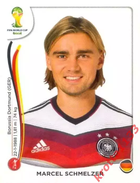 Наклейка #495 Marcel Schmelzer для альбома PANINI Чемпионат Мира 2014
