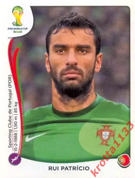 Наклейка #509 Rui Patricio для альбома PANINI Чемпионат Мира 2014