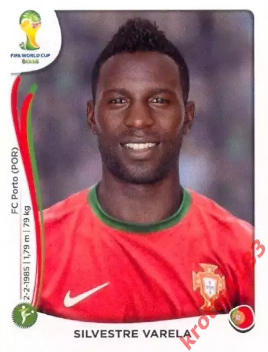 Наклейка #522 Silvestre Varela для альбома PANINI Чемпионат Мира 2014