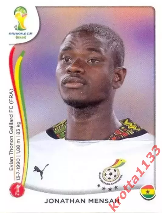 Наклейка #530 Jonathan Mensah для альбома PANINI Чемпионат Мира 2014