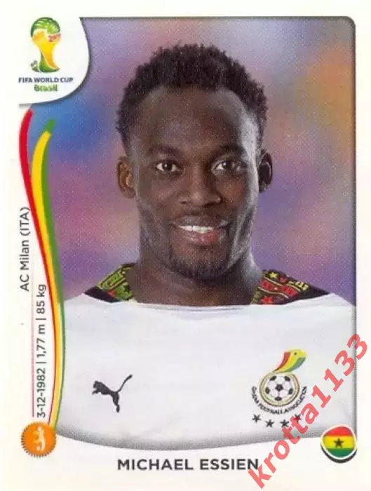 Наклейка #534 Michael Essien для альбома PANINI Чемпионат Мира 2014