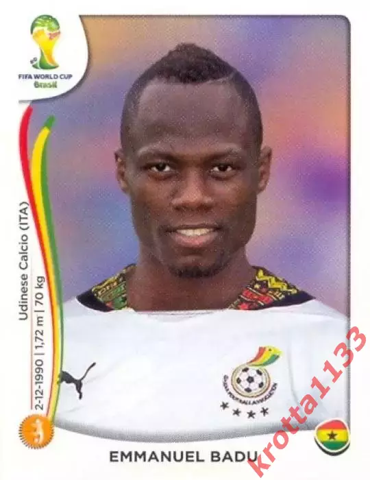 Наклейка #535 Emmanuel Badu для альбома PANINI Чемпионат Мира 2014