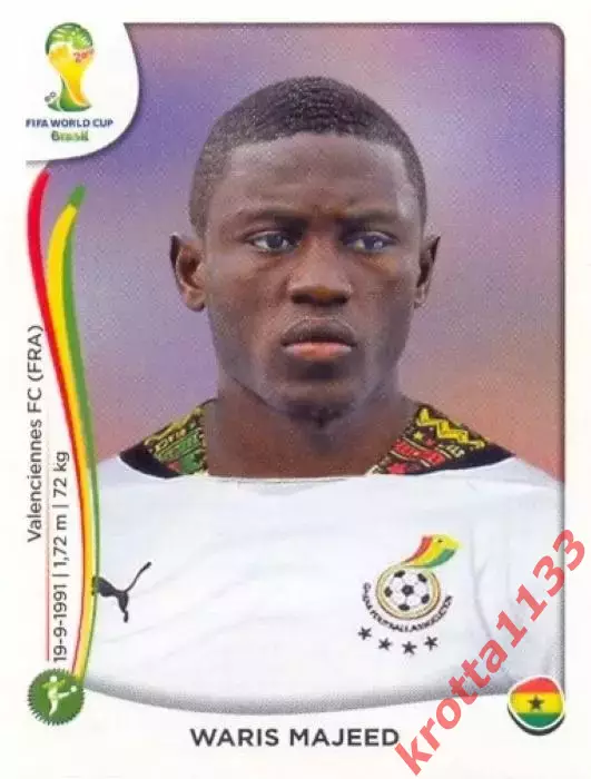 Наклейка #540 Waris Majeed для альбома PANINI Чемпионат Мира 2014