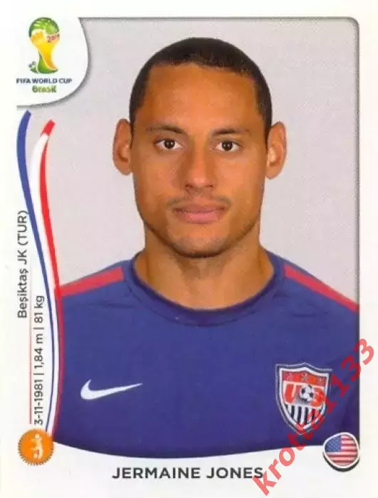 Наклейка #554 Jermaine Jones для альбома PANINI Чемпионат Мира 2014