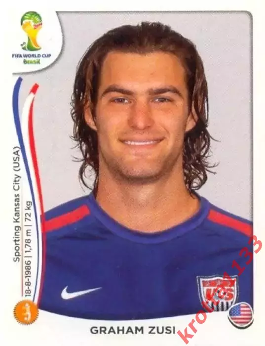 Наклейка #557 Graham Zusi для альбома PANINI Чемпионат Мира 2014