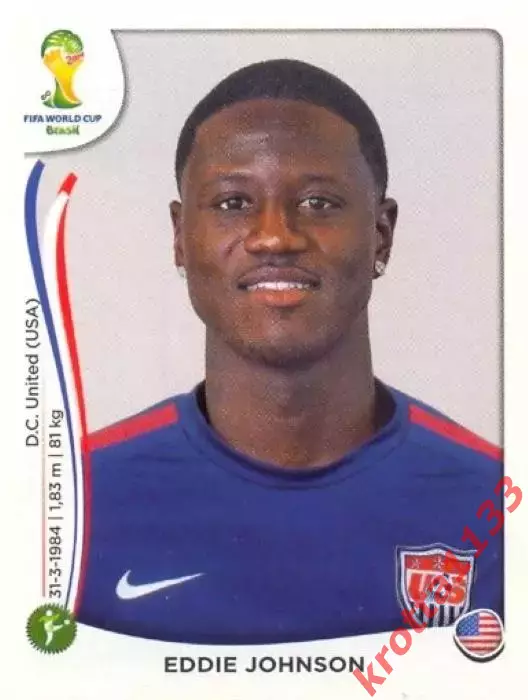 Наклейка #562 Eddie Johnson для альбома PANINI Чемпионат Мира 2014