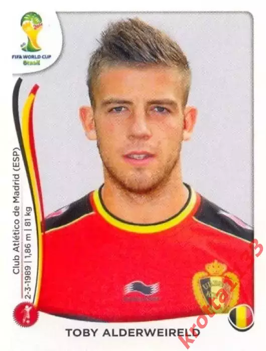 Наклейка #568 Toby Alderweireld для альбома PANINI Чемпионат Мира 2014