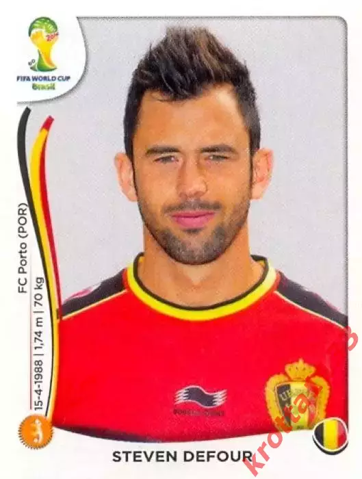 Наклейка #572 Steven Defour для альбома PANINI Чемпионат Мира 2014