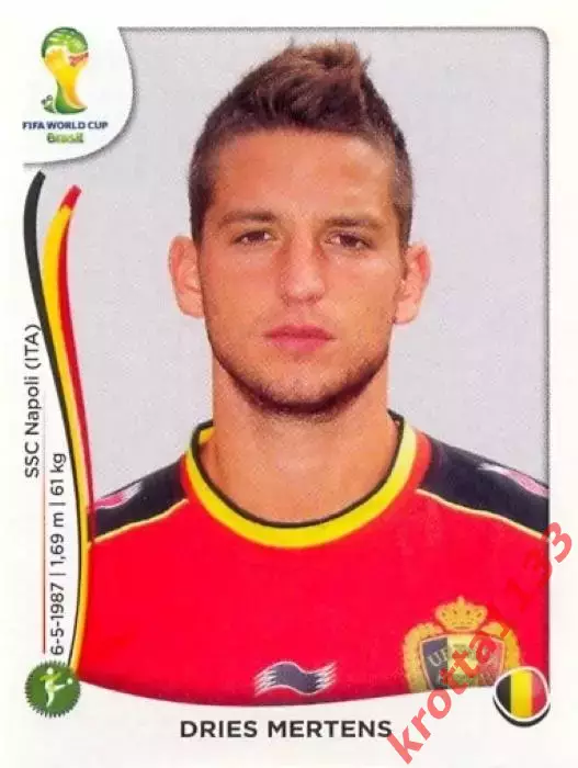 Наклейка #579 Dries Mertens для альбома PANINI Чемпионат Мира 2014