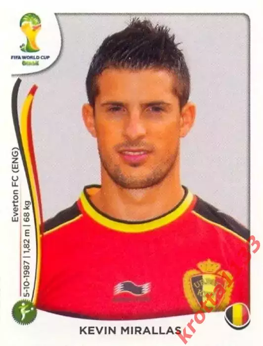 Наклейка #580 Kevin Mirallas для альбома PANINI Чемпионат Мира 2014
