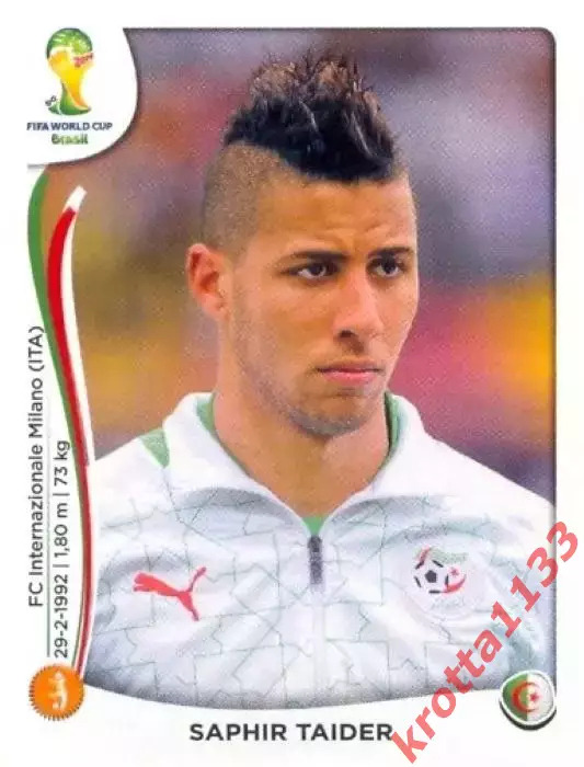 Наклейка #596 Saphir Taider для альбома PANINI Чемпионат Мира 2014