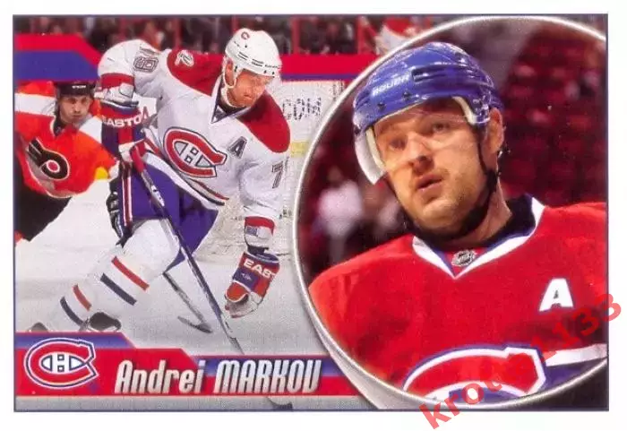 Наклейка #63 Andrei Markov Montreal Canadiens для альбома PANINI NHL 2010-2011