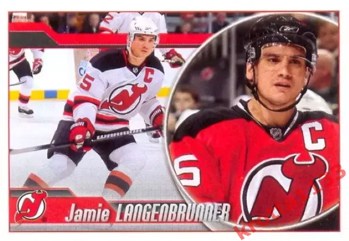 Наклейка #71 Jamie Langenbrunner New Jersey Devils для альбома PANINI NHL 10-11