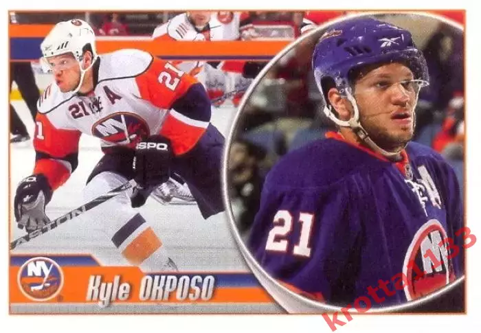 Наклейка #79 Kyle Okposo New York Islanders для альбома PANINI NHL 2010-2011