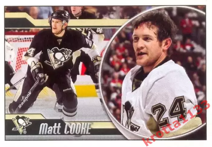 Наклейка #123 Matt Cooke Pittsburgh Penguins для альбома PANINI NHL 2010-2011