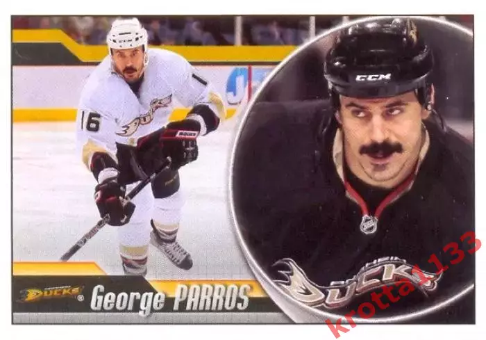 Наклейка #163 George Parros Anaheim Ducks для альбома PANINI NHL 2010-2011
