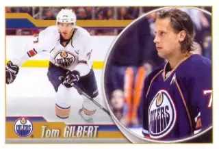 Наклейка #233 Tom Gilbert Edmonton Oilers для альбома PANINI NHL 2010-2011