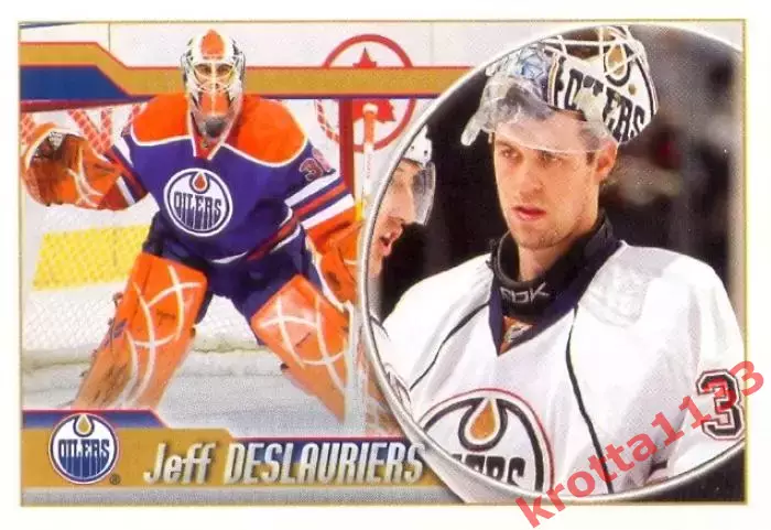 Наклейка #235 Jeff Deslauriers Edmonton Oilers для альбома PANINI NHL 2010-2011