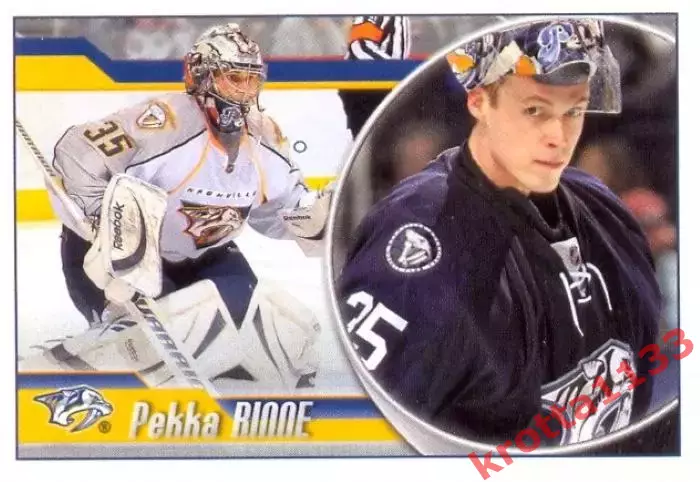 Наклейка #259 Pekka Rinne Nashville Predators для альбома PANINI NHL 2010-2011