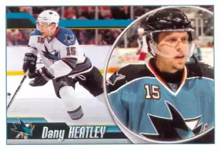 Наклейка #279 Dany Heatley San Jose Sharks для альбома PANINI NHL 2010-2011