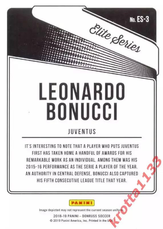 Leonardo Bonucci Juventus PANINI Donruss Soccer 2018-2019 1