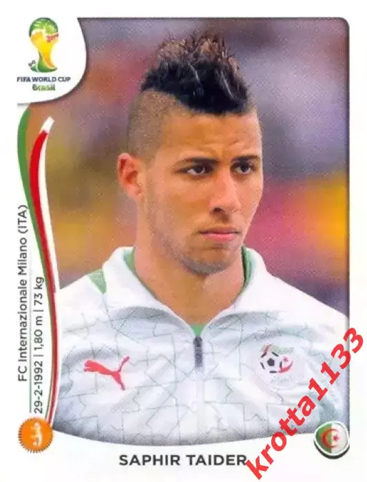 Наклейка #596 Saphir Taider для альбома PANINI Чемпионат Мира 2014
