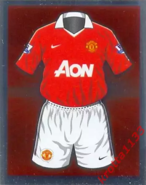 Наклейка #14 Manchester United для альбома TOPPS Английская Премьер-Лига 2010-11