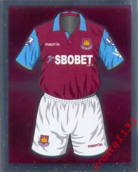 Наклейка #20 West Ham United для альбома TOPPS Английская Премьер-Лига 2010-2011