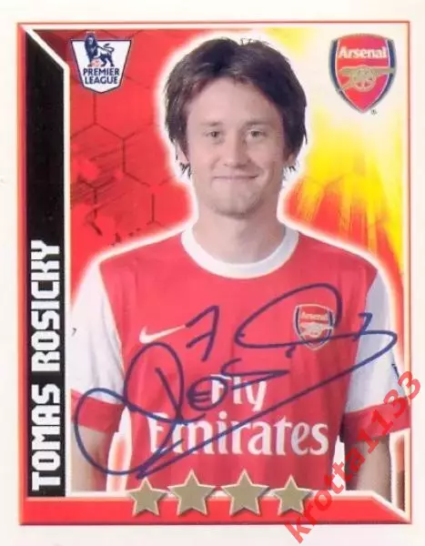 Наклейка #36 Tomas Rosicky для альбома TOPPS Английская Премьер-Лига 2010-2011
