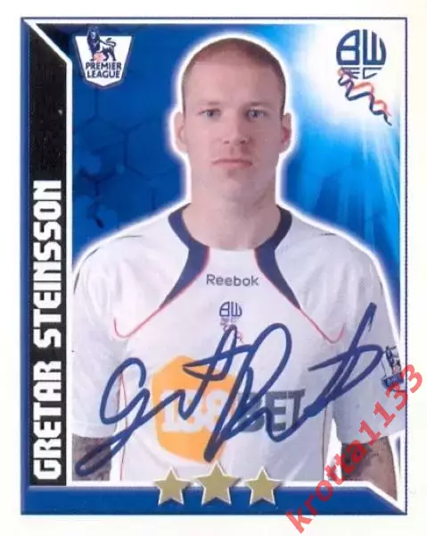 Наклейка #123 Gretar Steinsson для альбома TOPPS Английская Премьер-Лига 2010-11