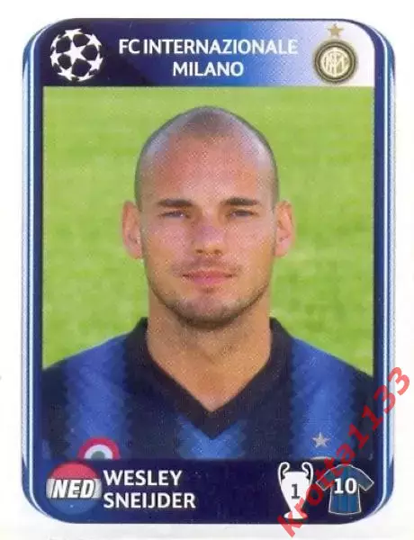 Наклейка #18 Wesley Sneijder для альбома PANINI Лига Чемпионов УЕФА 2010-2011