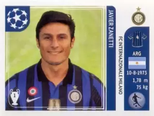 Наклейка #81 Javier Zanetti для альбома PANINI Лига Чемпионов УЕФА 2011-2012