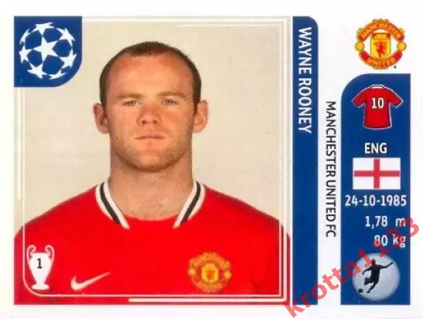 Наклейка #157 Wayne Rooney для альбома PANINI Лига Чемпионов УЕФА 2011-2012