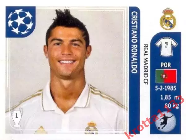 Наклейка #223 Cristiano Ronaldo для альбома PANINI Лига Чемпионов УЕФА 2011-2012