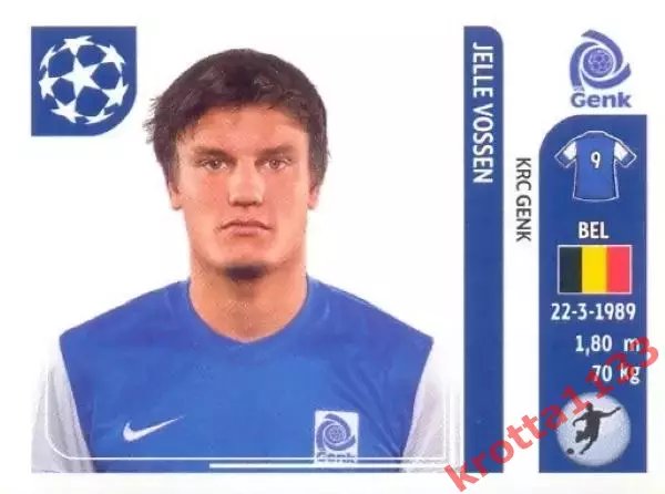 Наклейка #344 Jelle Vossen для альбома PANINI Лига Чемпионов УЕФА 2011-2012