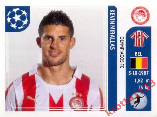 Наклейка #393 Kevin Mirallas для альбома PANINI Лига Чемпионов УЕФА 2011-2012