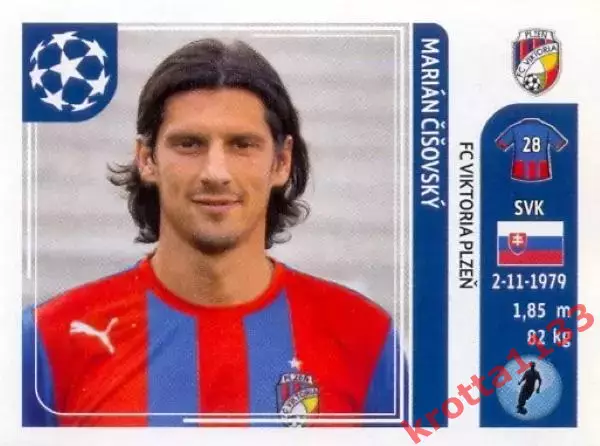 Наклейка #535 Marian Cisovsky для альбома PANINI Лига Чемпионов УЕФА 2011-2012