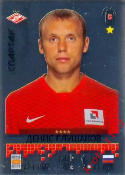 Наклейка #184 Денис Глушаков PANINI Российская Футбольная Премьер-Лига 14-15