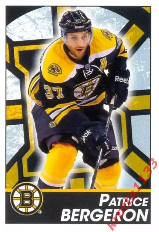 Наклейка #37 Patrice Bergeron Boston Bruins для альбома PANINI NHL 2013-2014