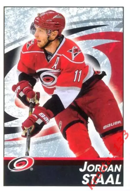 Наклейка #55 Jordan Staal Carolina Hurricanes для альбома PANINI NHL 2013-2014